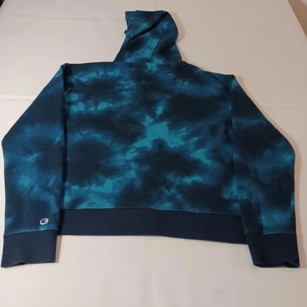 Champion Men's Turquoise & Dyed Blue Drawstring Hoodie Pullover Sweatshirt Sz M - Picture 2 of 16